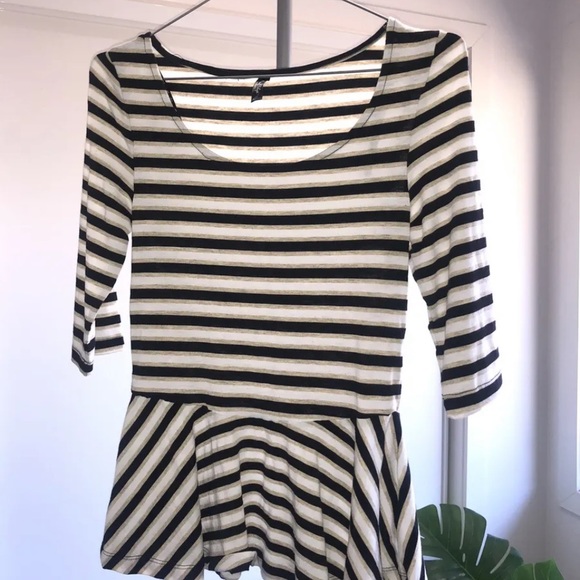 AUS/UK 8/S MissShop Womens Top, Stripped Peplum Style Cotton Top Long Sleeved - Picture 5 of 6